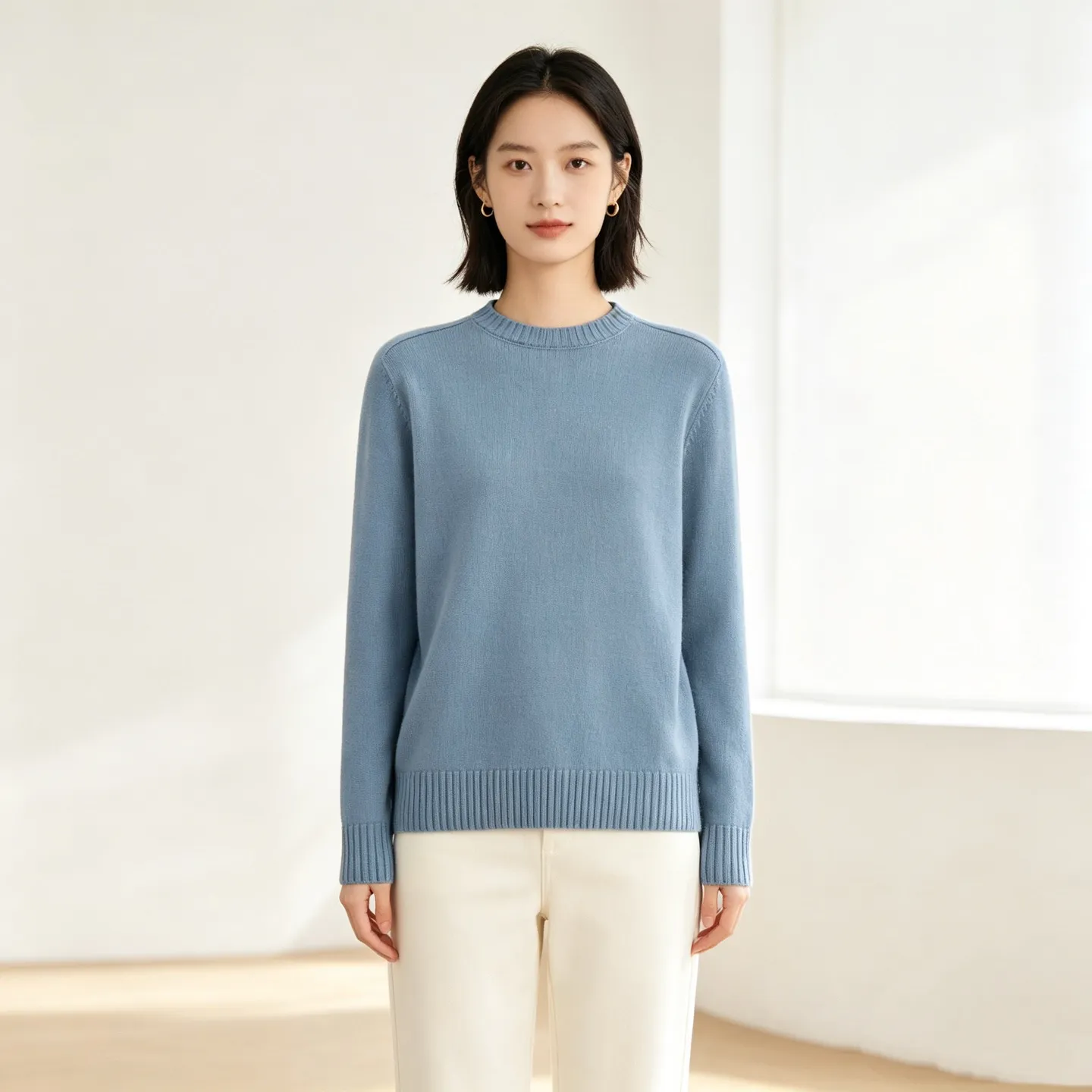 Louis Vuitton/Louis Vuitton Solid Back Collar Label Knitted Sweater